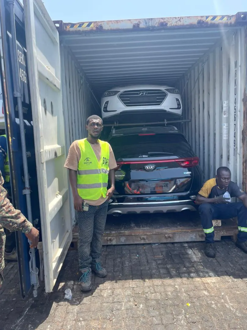 A SmartLink Auto customer collecting their car at Tema Port